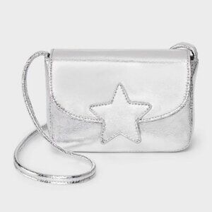 NEW Girls' Star Crossbody Bag - Cat & Jack™ Metallic Silver